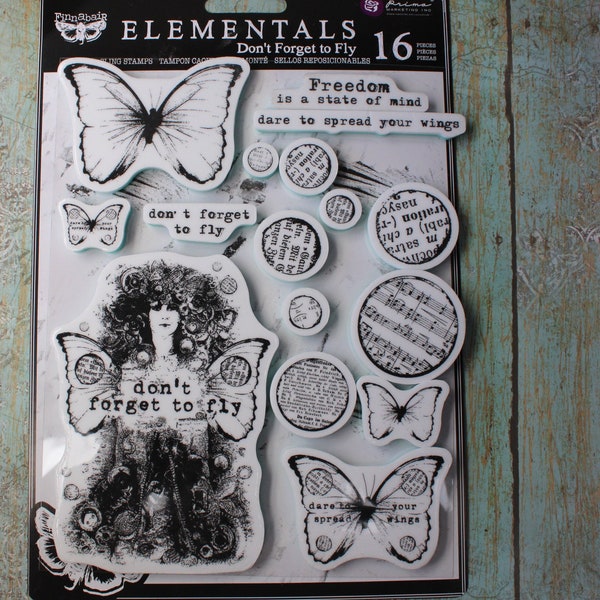 Don't Forget to Fly cling stamp set 16 pieces Finnabair Prima