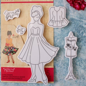 Julie Nutting Kelly Cling Stamp Doll Set 5 pieces  gorgeous girl Prima