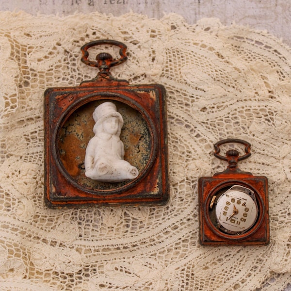 Metal Square Case Frame Finnabair Mechanicals pocket watches to add to your Collage and Art