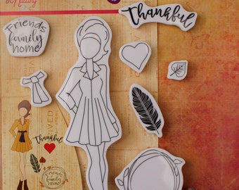Julie Nutting Clair Cling Stamp Doll Set 8 pieces Thankful  Prima