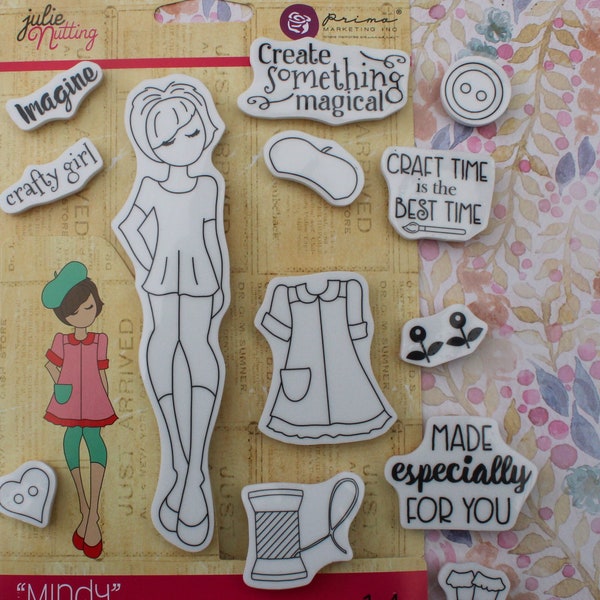 Julie Nutting Mindy Doll Cling Stamp 14 piece Set