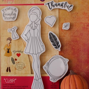 Julie Nutting Clair Cling Stamp Doll Set 8 pezzi Thankful Prima