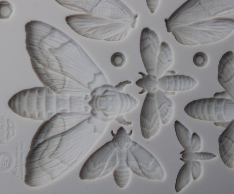 Nachtaktive Insekten Silikonform re-design Prima Mottenflügel Silikon für Resin Clay lebensmittelechte Schokolade Bild 3