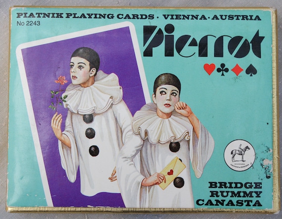 4 Pierrot Clowns Playing Cards From Vienna for Atcs Swap Vintage