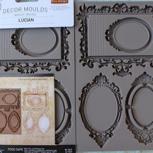 Molde de silicona Lucian Frames: rediseño de decoración de rectángulos y óvalos ornamentados Prima