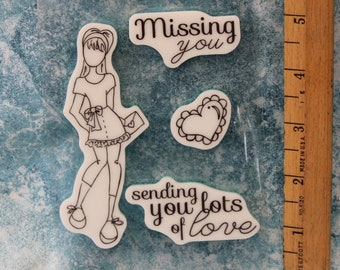 Julie Nutting Lots of Love doll Cling Stamp Set 4 pieces