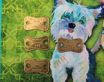 Unused Dog License Brass Tags vintage Tag Metal