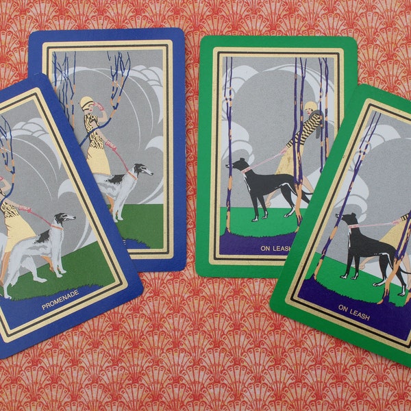 4 Playing Cards 1920s Flapper Dogs for Swap Cards ATC with Women Vintage Congress