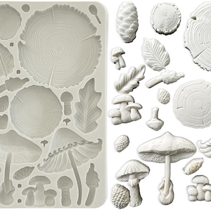 Golden Harmony Wood And Mushroom Molds Stamperia Silicone for resin clay