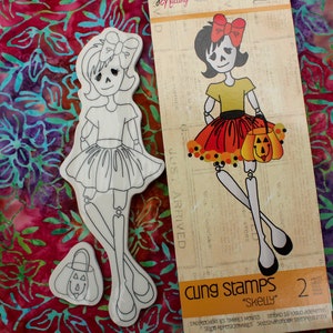 Julie Nutting Skelly Girl Halloween Cling Stamp