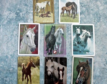 Horse playing cards one each for Swap Cards ATC set of 8 vintage