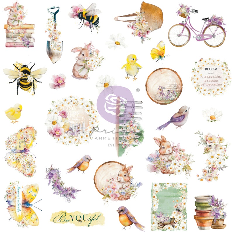 In Full Bloom 60 pieces die cut springtime ephemera 画像 1