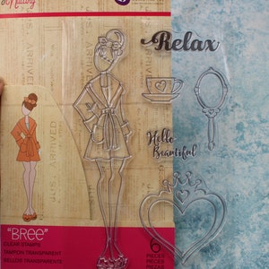 Julie Nutting Bree Cling Stamp Set 6 pieces  Robe Relax