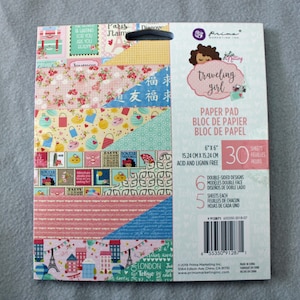Julie Nutting 6 x 6 karton papierblok Travelling Girl 6 ontwerpen 30 dubbelzijdige vellen Prima