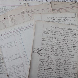 10 Original Ledger Pages Antique Handwritten Scrapbook Vintage Collage Paper