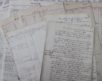 10 Original Ledger Pages Antique Handwritten Scrapbook Vintage Collage Paper