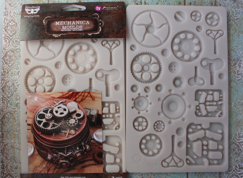 Mechanica Molds Steampunk Gears Finnabair Silicone for resin clay food safe chocolate image 2