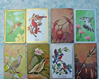 Bird playing cards for Swap Cards ATC set of 8 vintage