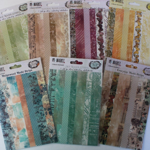 Washi Tape Strip sets 49 and Market Wedgewood Everyday Sky Natural Sage Butter Raspberry