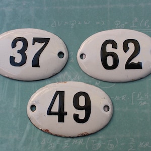 Small European House Number Pick your Number 2.25 inch Enameled Number Tag