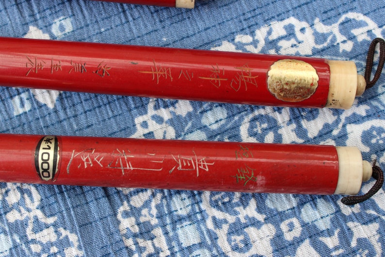 Japanese Calligraphy Brush FUDE Vintage Red Handle SHODO Sumi-E image 3