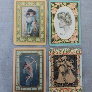 7 Vintage Playing Cards for Swap Cards ATC with Women Girls image 2