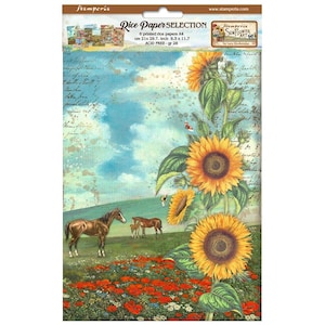 6 selezione carta di riso Stamperia Sunflower Art A4 8,5 x 14