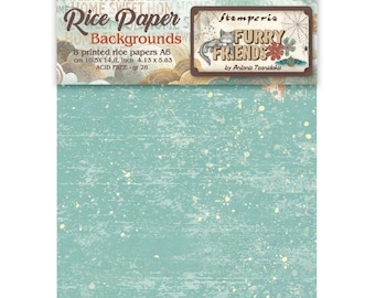 8 rice paper Furry Friends backgrounds Stamperia A6 4x6