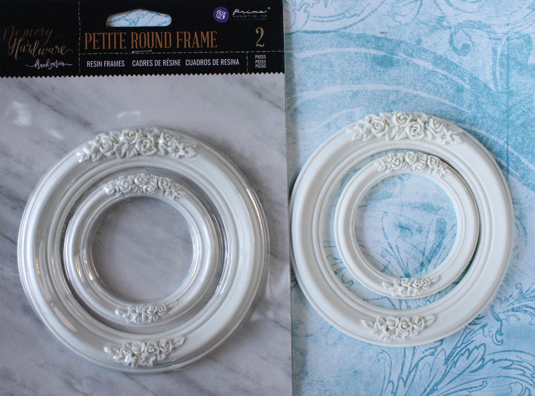 Pair Circle Resin Paintable Decorative Frame Petite Round Frame Memory