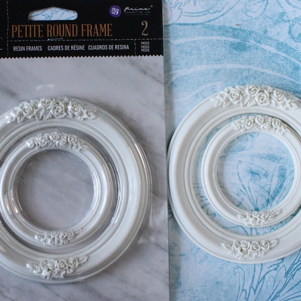 Pair circle resin  paintable decorative frame  Petite Round Frame Memory Hardware