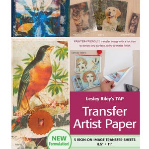 Puede incluir: Un paquete de 5 hojas de transferencia de imagen para planchar para transferir imágenes a casi cualquier superficie. Las hojas miden 21,6 cm por 27,9 cm. La imagen muestra un pájaro, una tela y una tela de lienzo.