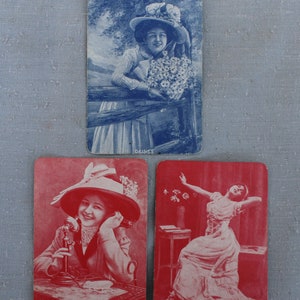 7 Vintage Playing Cards for Swap Cards ATC with Women Girls image 3