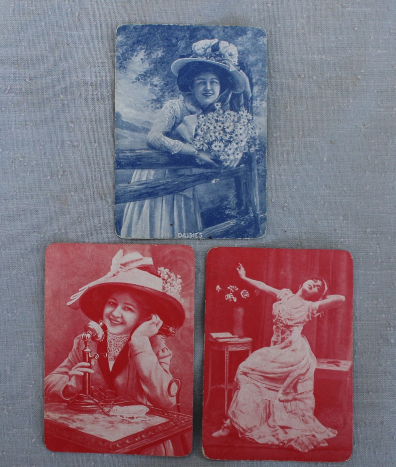 7 Vintage Playing Cards for Swap Cards ATC with Women Girls image 3