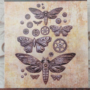 Mecha Moth Molds re-design Prima Moth Wings Gears Silicone for resin clay food safe chocolate