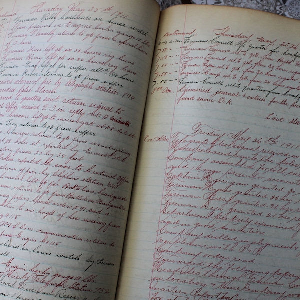 Firehouse Logbook 8 Original Handwritten Pages 1911