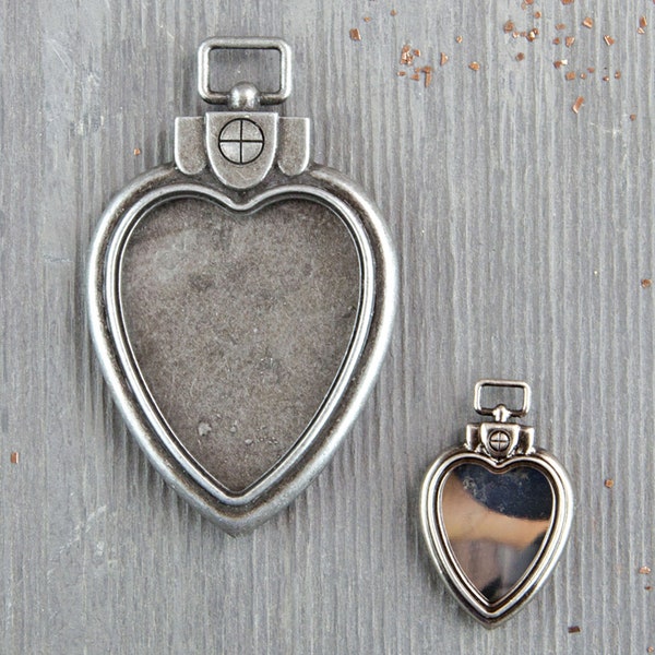 New Metal Heart Locket Pocket Watch Case Frame Pendant Finnabair Mechanicals to add to your Collage and Art