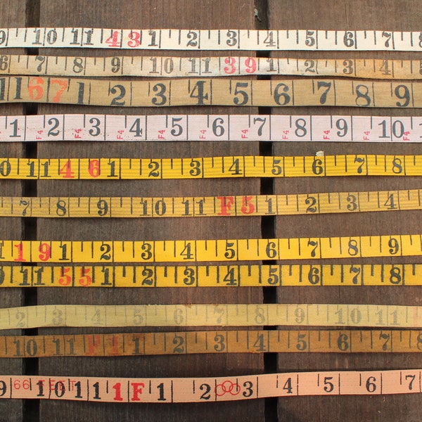 Cloth Tape Measurer: Yellow or White Fabric, Rusty Detail - 1 Yard or more