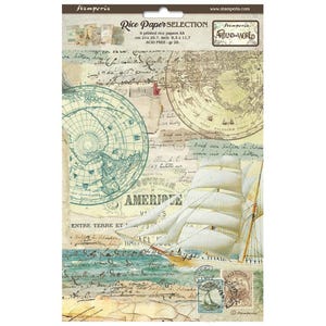6 selezione carta di riso Stamperia Round the World A4