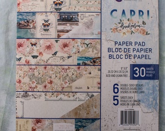 8x8 Paper Pad Capri Cardstock Pad 6 designs 30 double sided sheets Prima Frank Garcia