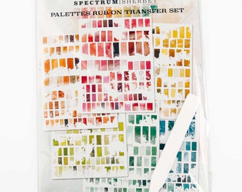 Rub-Ons 49 and Market Spectrum Sherbet Palettes transfers 6 sheets Rainbow Watercolor Patches