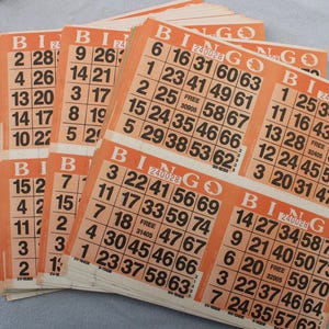 10 Bingo paper sheets Vintage game cards