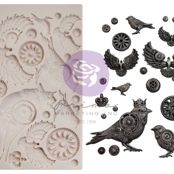 Clockwork Sparrows Mold Prima birds Finnabaer Silicone for resin clay food safe chocolate