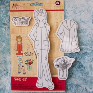 Julie Nutting Becky Cling Stamp Doll Set 4 pieces  spring girl Prima