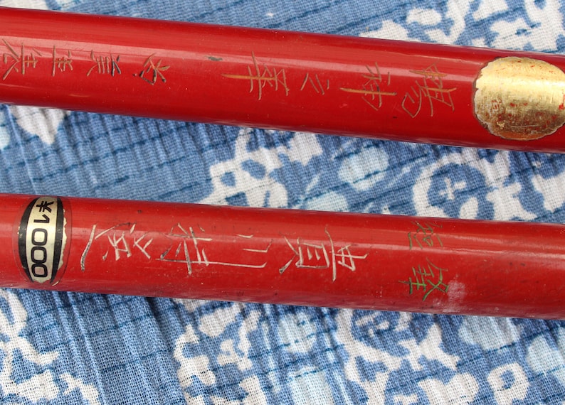 Japanese Calligraphy Brush FUDE Vintage Red Handle SHODO Sumi-E image 2