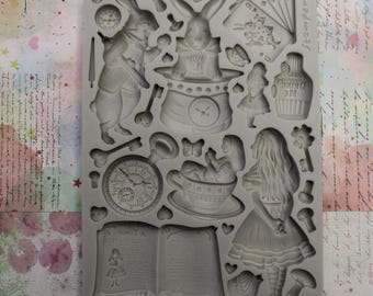 Alice in Weihnachten Silikonform Stamperia für Resin-Ton