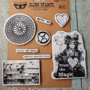 Trust the Magic collage cling stamp set 8 pieces Finnabair Prima