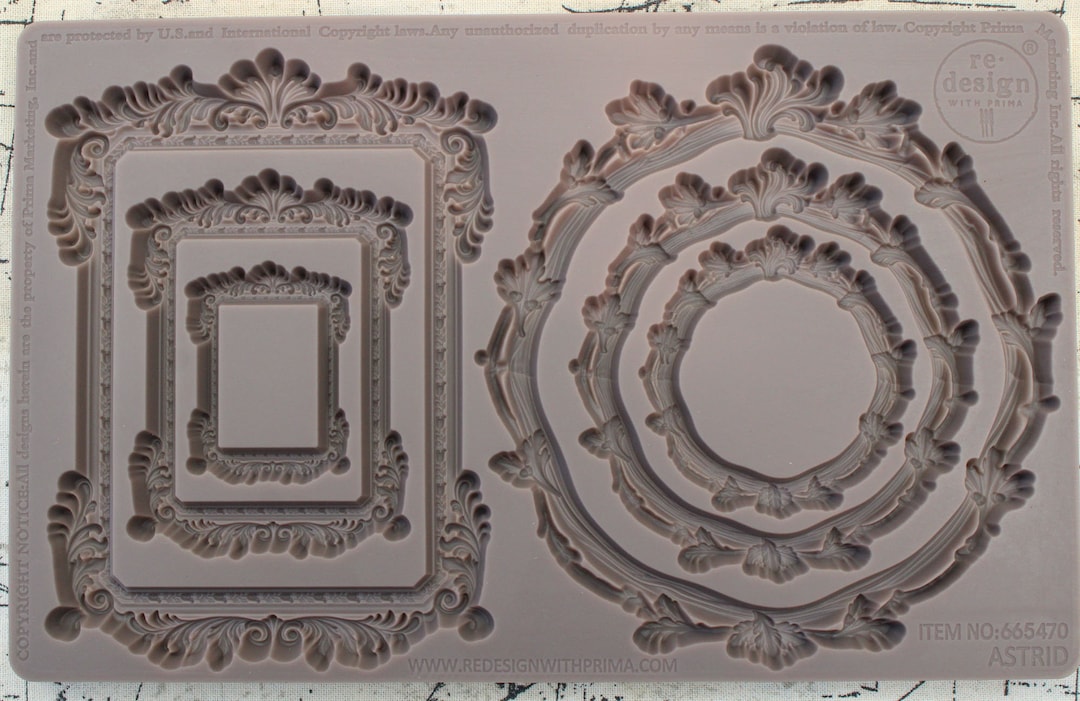 Astrid Frame Silicone Molds: Round, Rectangular Prima Decor, Resin