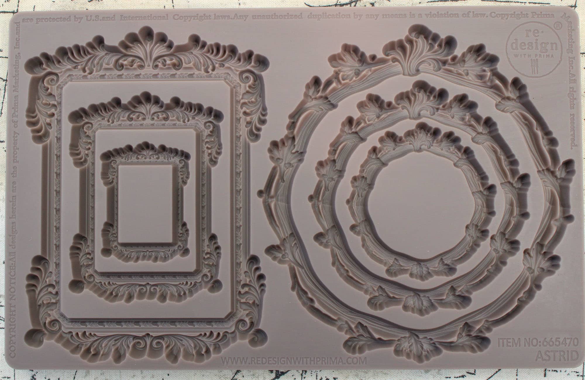 Astrid Frames Molds Round Rectangular Ornate Prima Decor Silicone for resin clay food safe chocolate