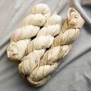 Silk Sari Ribbon full skein 3.5 ounce undyed Off White from India