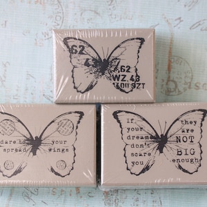 3 butterfly wood mounted stamps by Finnabair for Prima